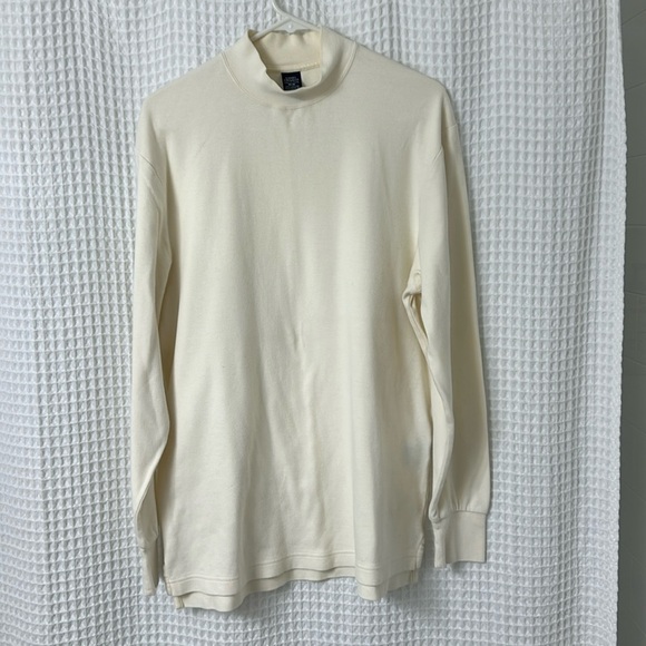 Daniel Cremieux Cream Mock Neck Long Sleeve Top - Picture 1 of 4